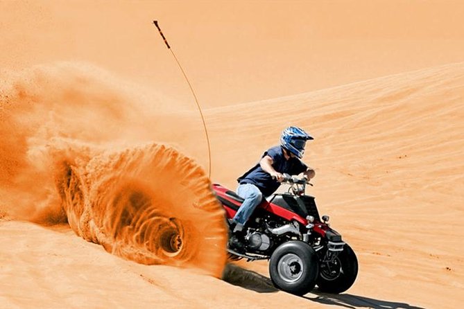 Dubai Quad bike ride 30 Min: Dune bashing, Sand Boarding & Dinner - The 30-minute quad bike ride is controlled and accessible