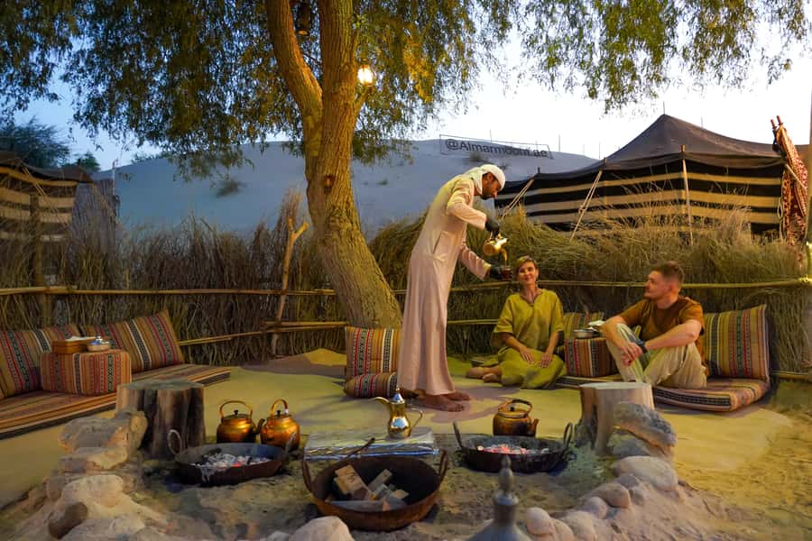 Dubai: Quad Bike Safari, Camels & Al Khayma Camp BBQ Dinner - Al Khayma Camp: coffee, sweets, and Arabian hospitality