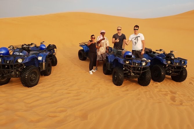 Dubai: Quad Bike Safari, Camels, & Camp with BBQ Dinner - Safety first, then an hour of quad biking