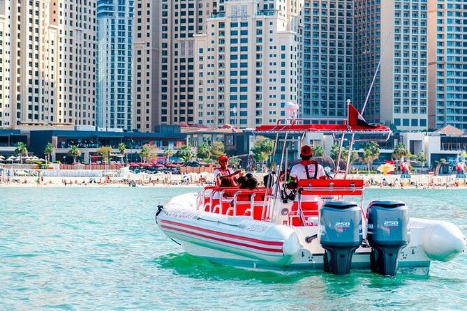 Dubai Speedboat Tour, Marina, Atlantis, Palm & Burj Al Arab - Looking up, then speeding through open water