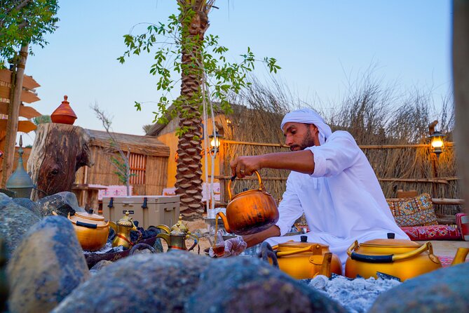Dubai: Sunset Camel Trek, Al Khayma Camp, Stargazing & BBQ - Arabic coffee, dates, and the welcome at Al Khayma Camp