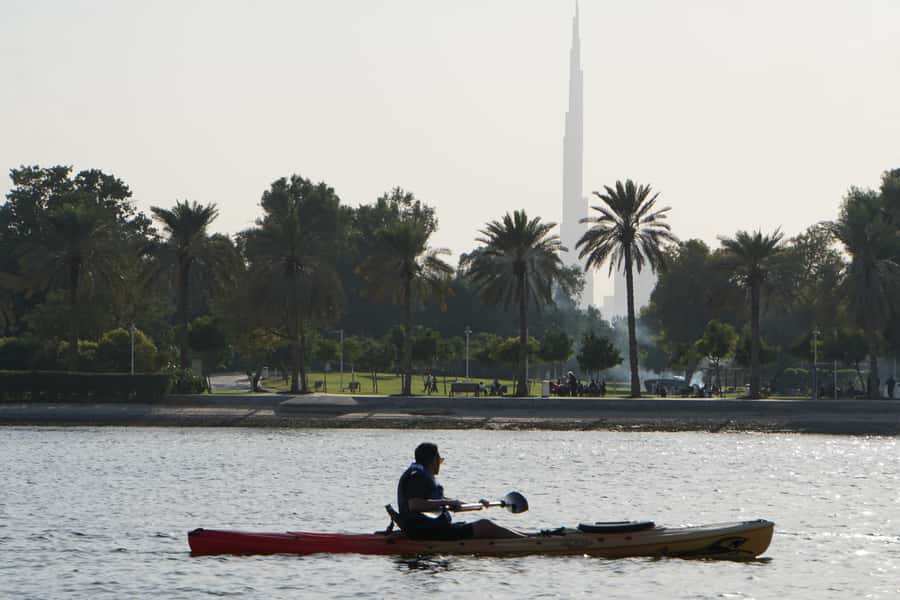 Dubai: Sunset/Night Dubai Creek Kayak Tour - Returning with the wind behind you