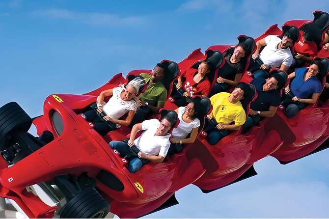 Entrance ticket to Ferrari World Abu Dhabi theme park - Ferrari cars, simulators, and virtual Italy