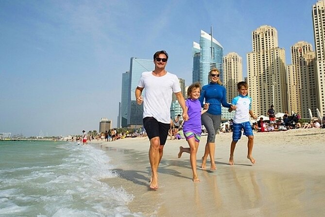Full Day Dubai City Tour with At the Top Burj Khalifa Ticket - Jumeirah Mosque, beach, and the city road