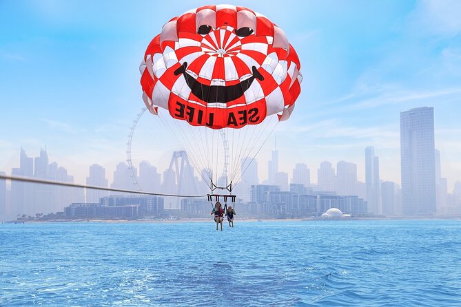 Parasailing in Dubai with Palm Jumeirah and JBR Beach views - The view from 250 metres above Dubai
