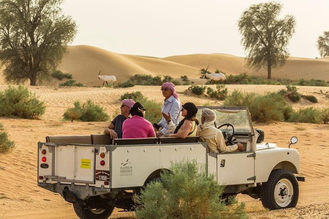 Private Vintage Land Rover Heritage Desert Safari- 4 Course Dinner & Activities - One hour inside the Dubai Desert Conservation Reserve