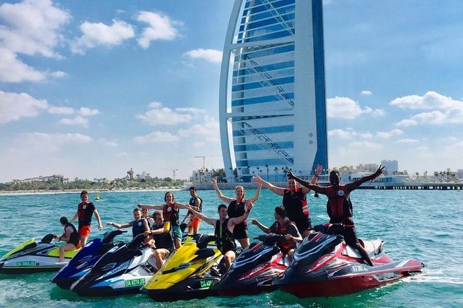 The Best Jet Ski in Dubai - 30 Minutes Burj Al Arab Tour - Distant Burj Khalifa and Dubai Marina views